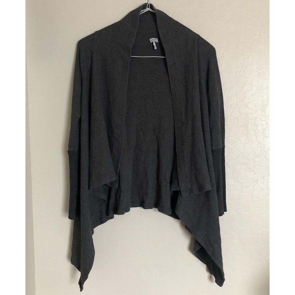 Splendid Cardigan Womens XS/S  Gray Long Sleeve Waterfall Open Front Waffle Knit